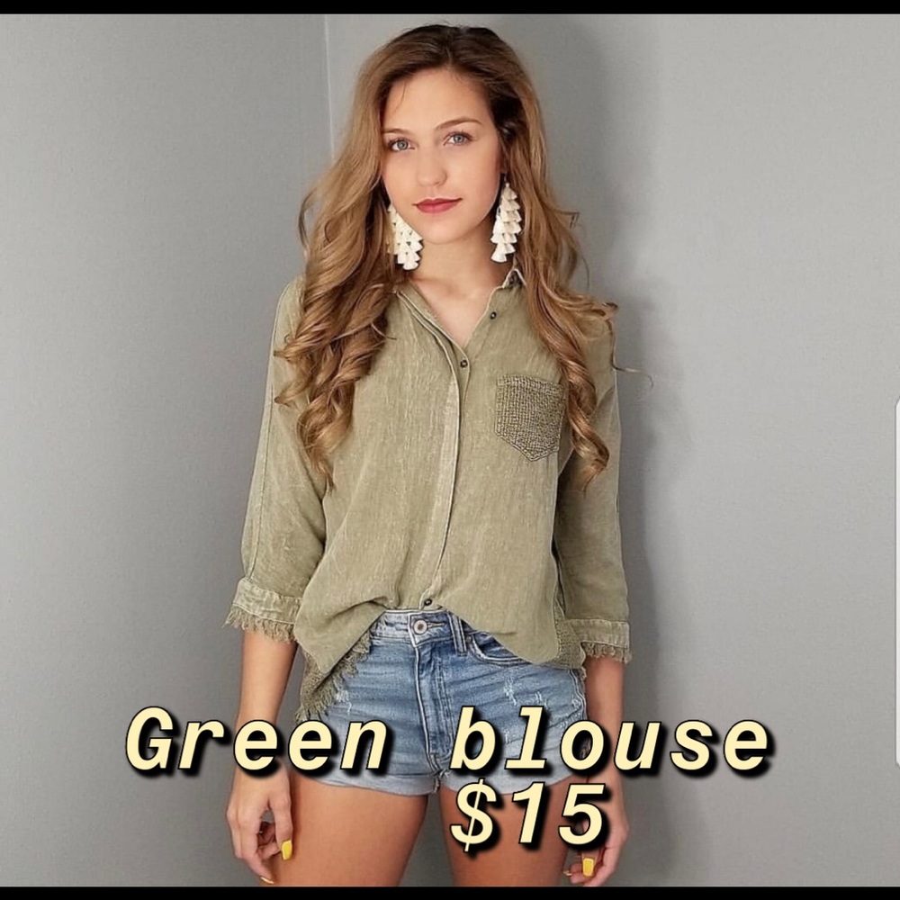 Umgee | Green tethered blouse S.